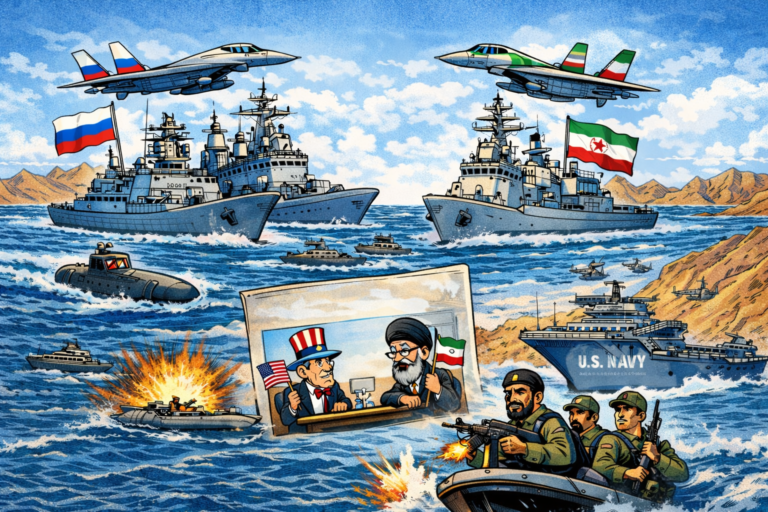 Russia-Iran joint naval exercises in the Sea of Oman.