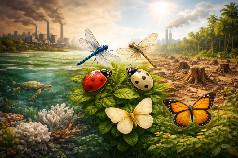 Nature is losing its bright colours due to global warming and pollution.