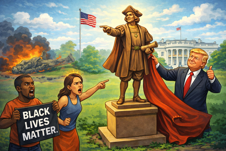 Trump Installs Columbus Statue Amid Historical Debate