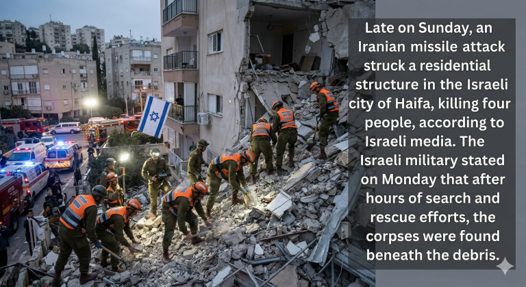Iranian missile strike kills four in Haifa