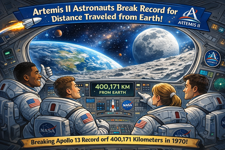NASA Artemis crew sets new distance record