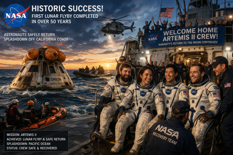 NASA Celebrates Historic Lunar Flyby Mission Success