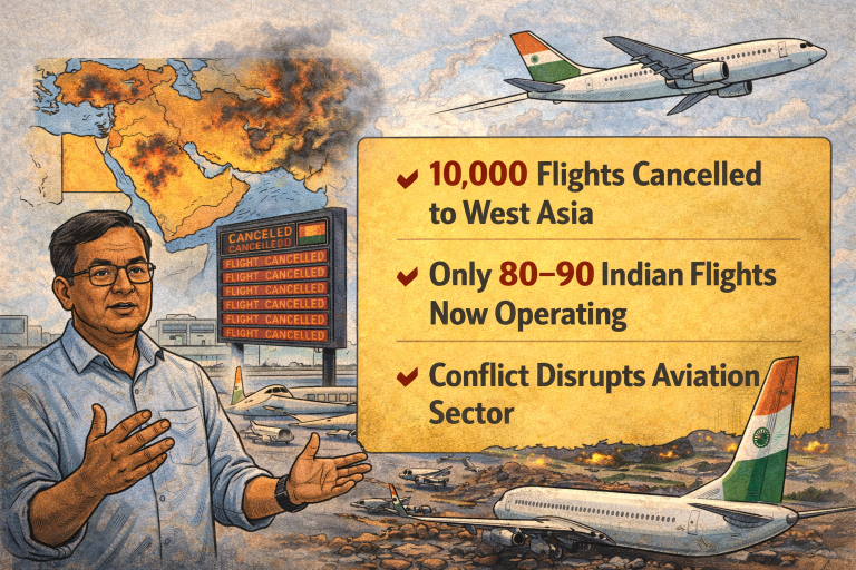 West Asia Conflict Disrupts Indian Aviation, 10,000+ Flights Cancelled